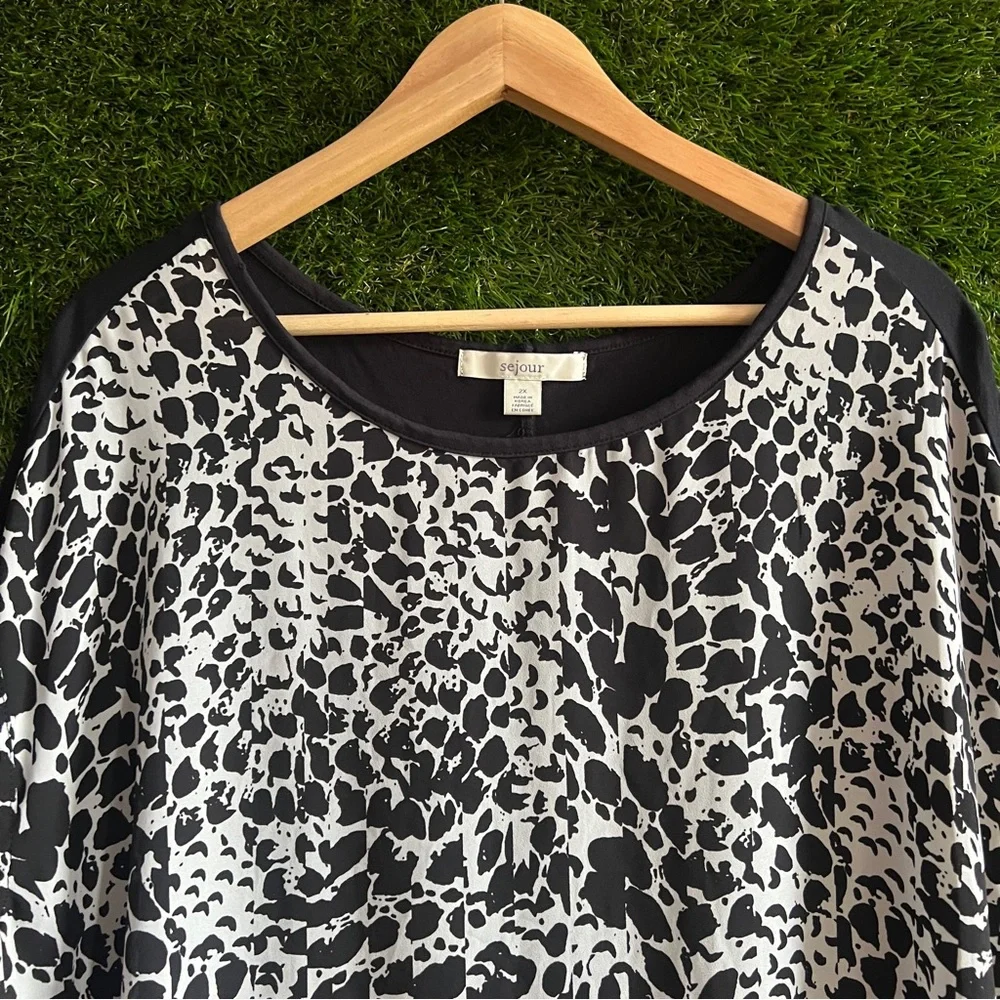 Sejour Animal Print Silky Top Plus Curvy